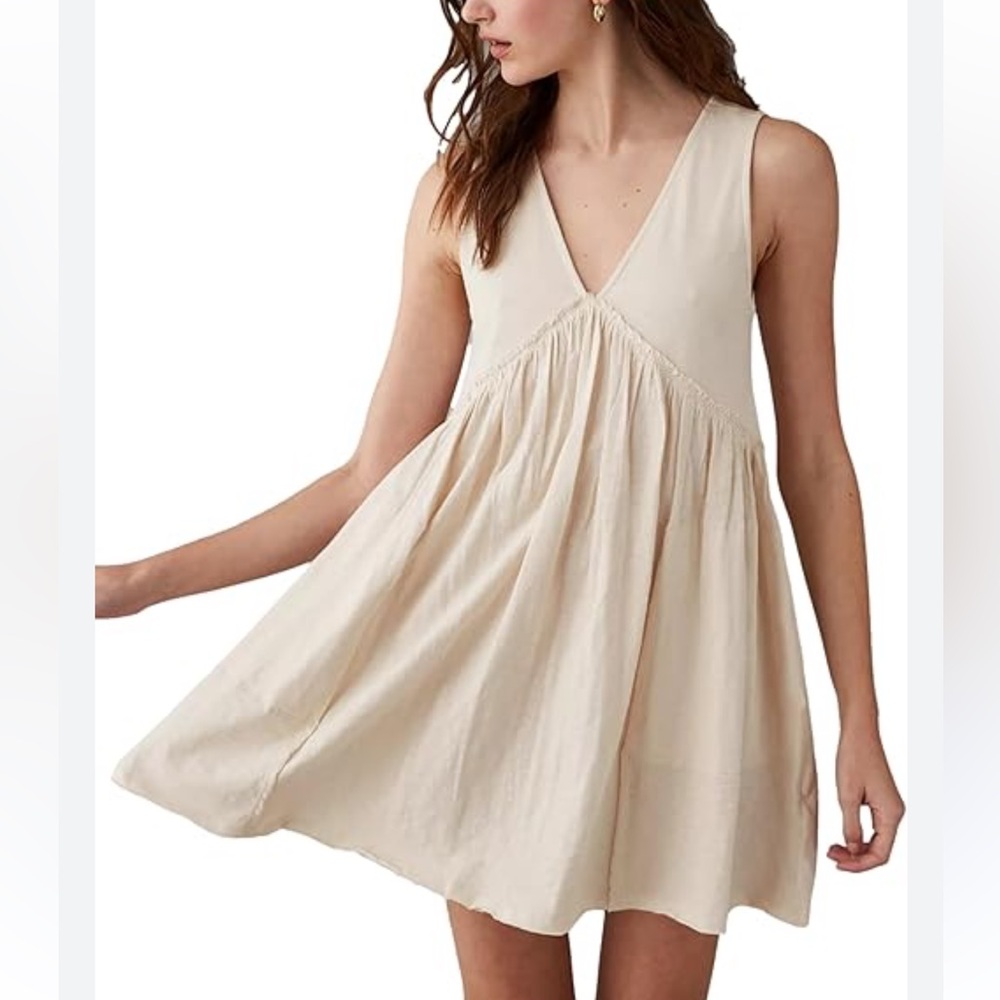 Beach dress Chic Cream Sleeveless Dress XL